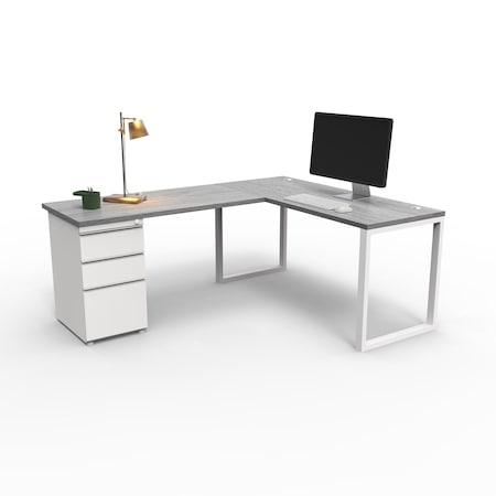 We'Re It Connect It L-Shaped Desk, 77 in D X 30 in H, 60 in W X Thermally Fused Laminate DI60304824L1BBF-WH-GO